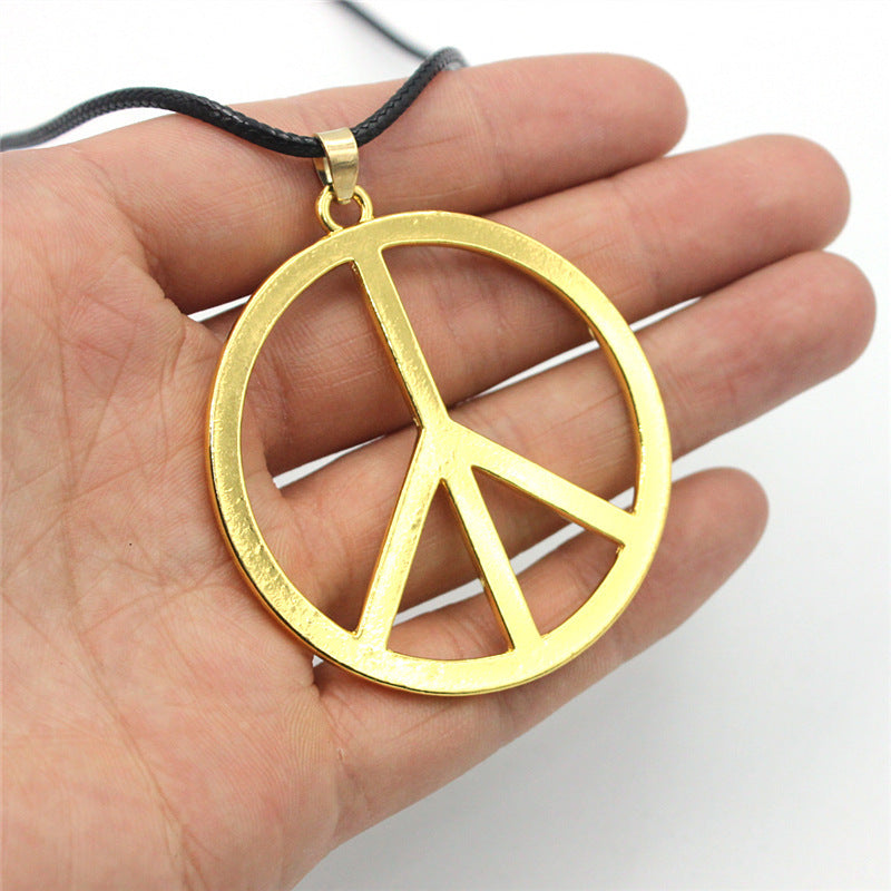 Alloy Large Peace Necklace Sweater Chain Electroplated Alloy Peace Pendant Necklace
