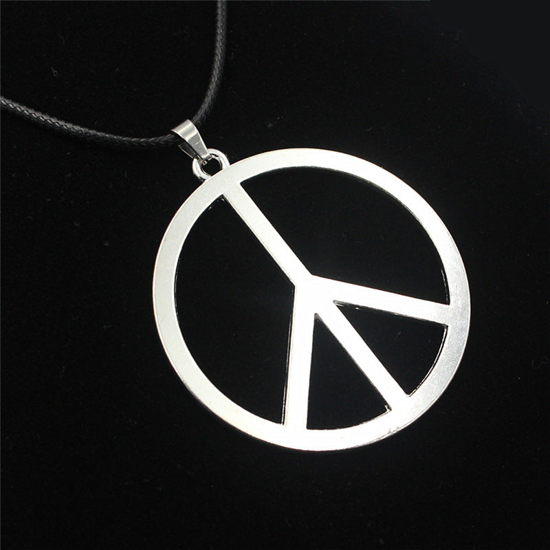 Alloy Large Peace Necklace Sweater Chain Electroplated Alloy Peace Pendant Necklace