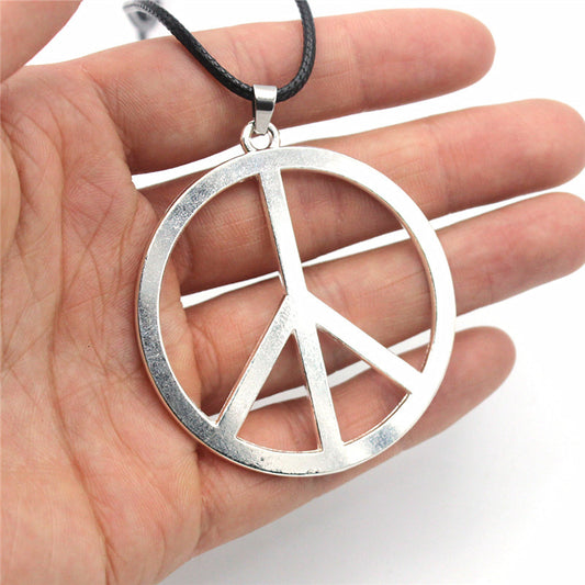 Alloy Large Peace Necklace Sweater Chain Electroplated Alloy Peace Pendant Necklace