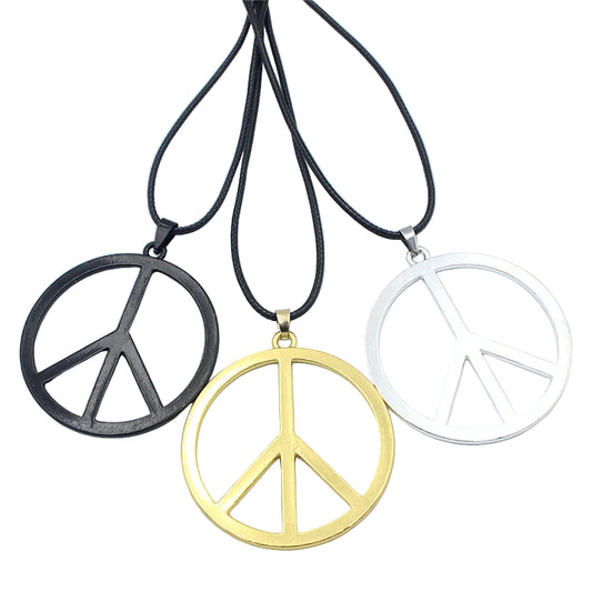 Alloy Large Peace Necklace Sweater Chain Electroplated Alloy Peace Pendant Necklace