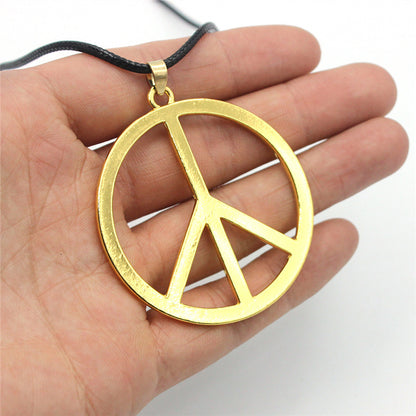 Alloy Large Peace Necklace Sweater Chain Electroplated Alloy Peace Pendant Necklace