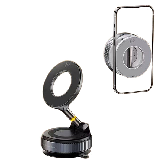 Vacuum adsorption universal magnetic bracket with 360-degree rotation on a desk.